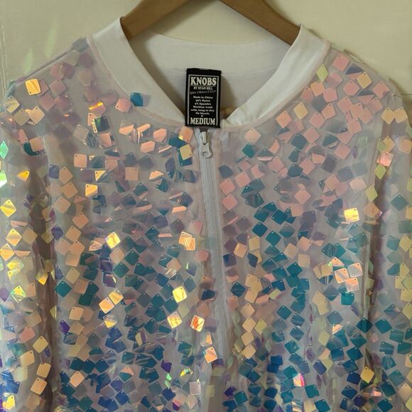 Pride Unisex Jacket Multicolor Size Medium Rainbow Bright Artsy Rave Clubwear - Picture 3 of 9